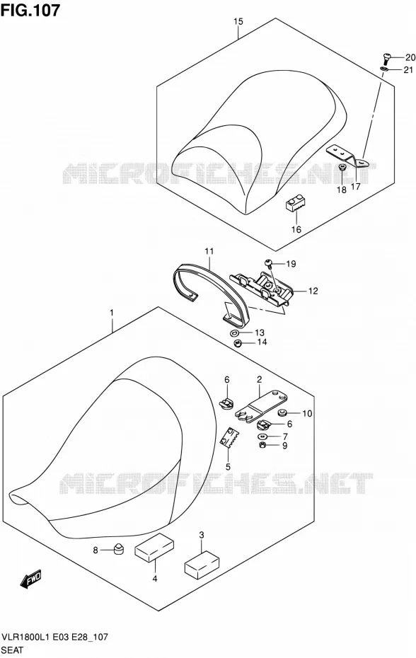 SELLE (VLR1800L1 E33) Suzuki MOTO 1800 INTRUDER 2011  VLR1800 L1/VLR1800T L1 (E03,E28,E33)