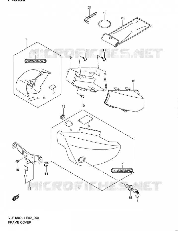 CARENAGES ARRIERE (VLR1800TL1 E19) Suzuki MOTO 1800 INTRUDER 2011  VLR1800L1/VLR1800TL1(E24)
