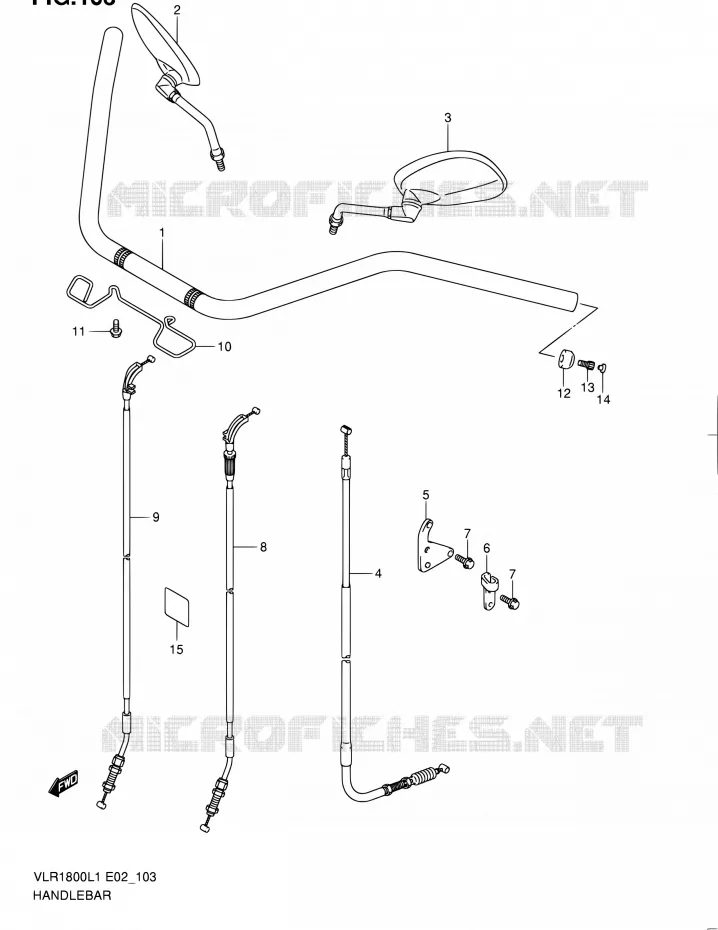 GUIDON (VLR1800L1 E02) Suzuki MOTO 1800 INTRUDER 2011  VLR1800L1/VLR1800TL1(E24)