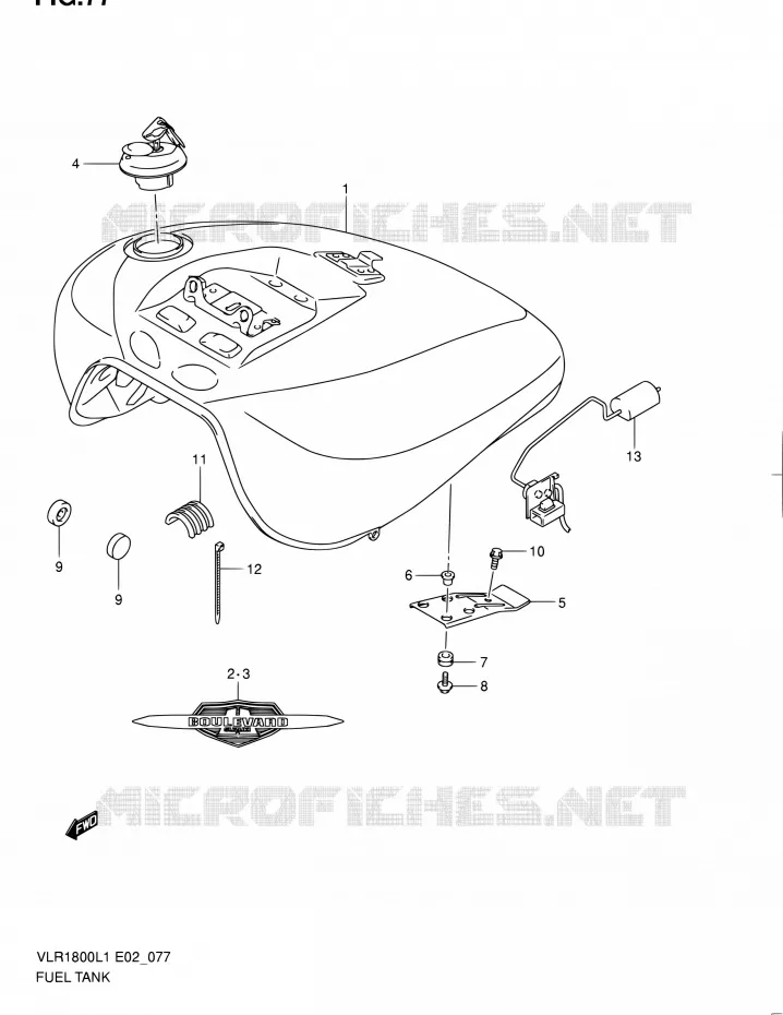 RESERVOIR D'ESSENCE (VLR1800TL1 E24) Suzuki MOTO 1800 INTRUDER 2011  VLR1800L1/VLR1800TL1(E24)