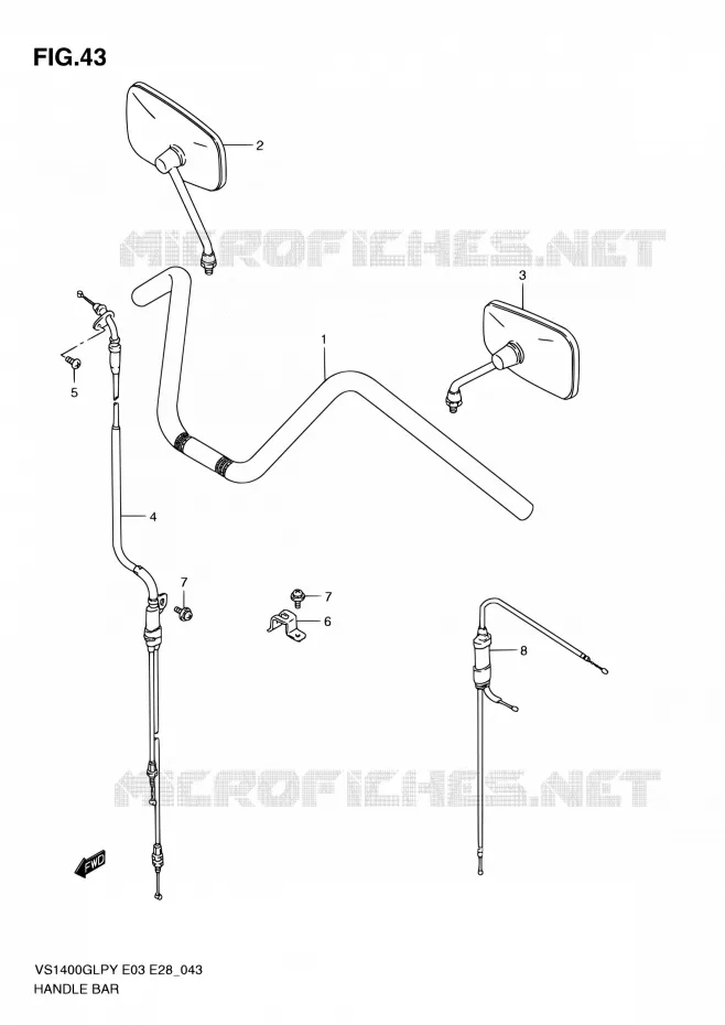 GUIDON (MODELE T/V/W/X) Suzuki MOTO 1400 INTRUDER 1996  VS1400GLP T (E03,E28,E33)