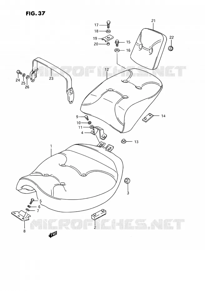 SELLE (MODELE H/J/K/L/M/N/P/R) Suzuki MOTO 1400 INTRUDER 1991  VS1400GLPM/VS1400GLFM(E01,E04,E17,E21,E22,E34,E39)