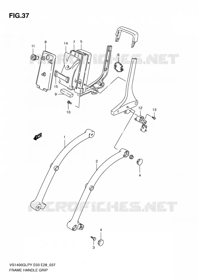SUPPORT ARRIERE Suzuki MOTO 1400 INTRUDER 2000  VS1400GLP Y (E03,E28,E33)