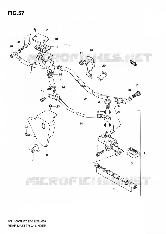 MAITRE CYLINDRE ARRIERE Suzuki MOTO 1400 INTRUDER 2003  VS1400GLP K3 (E03,E28,E33)