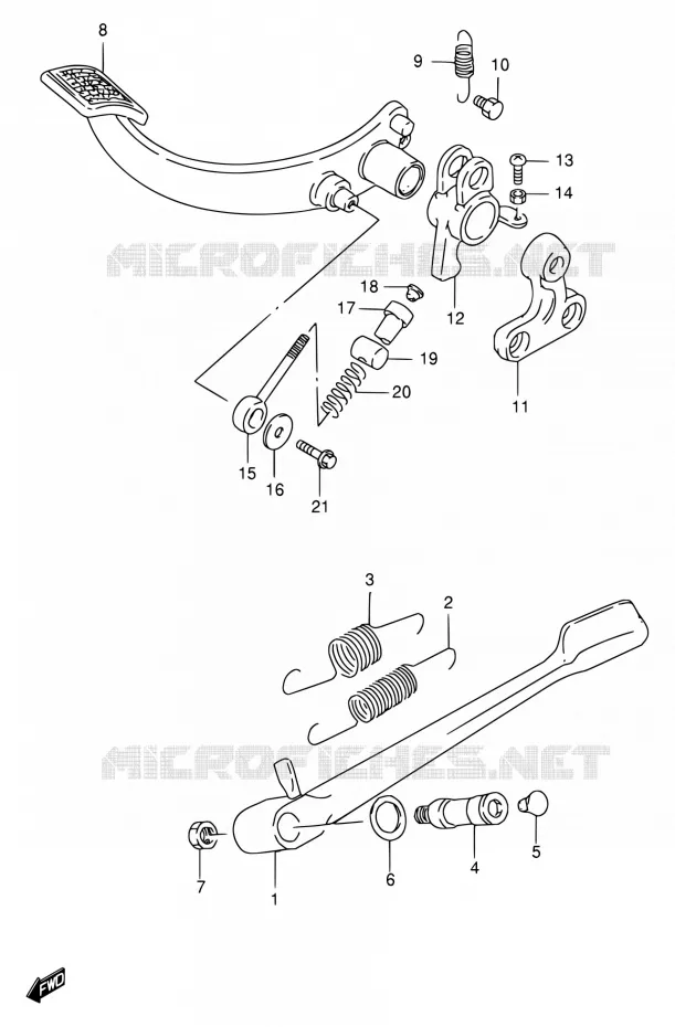 BEQUILLE - PEDALE DE FREIN ARRIERE Suzuki MOTO 1400 INTRUDER 2002  VS1400GLPK2(E17,E22,E34)