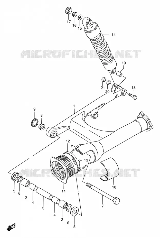 BRAS OSCILLANT ARRIERE (MODELE K1/K2/K3) Suzuki MOTO 1400 INTRUDER 2002  VS1400GLPK2(E17,E22,E34)
