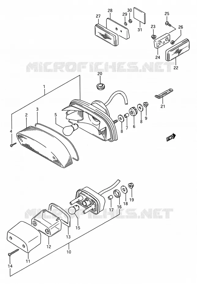 ENSEMBLE FEU ARRIERE Suzuki MOTO 1400 INTRUDER 1990  VS1400GLP M/VS1400GLF M (E03,E28,E33)