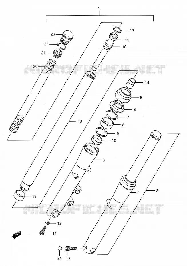 FOURCHE AVANT Suzuki MOTO 1400 INTRUDER 1990  VS1400GLP M/VS1400GLF M (E03,E28,E33)