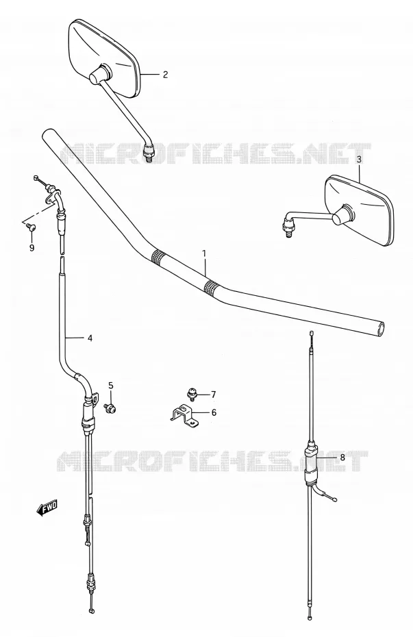 GUIDON (VS1400GLFS) Suzuki MOTO 1400 INTRUDER 1990  VS1400GLP M/VS1400GLF M (E03,E28,E33)