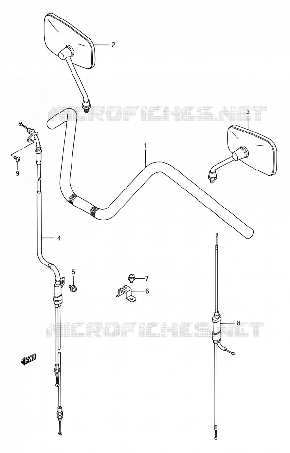 GUIDON (VS1400GLPS) Suzuki MOTO 1400 INTRUDER 1990  VS1400GLP N/VS1400GLF N (E03,E28,E33)
