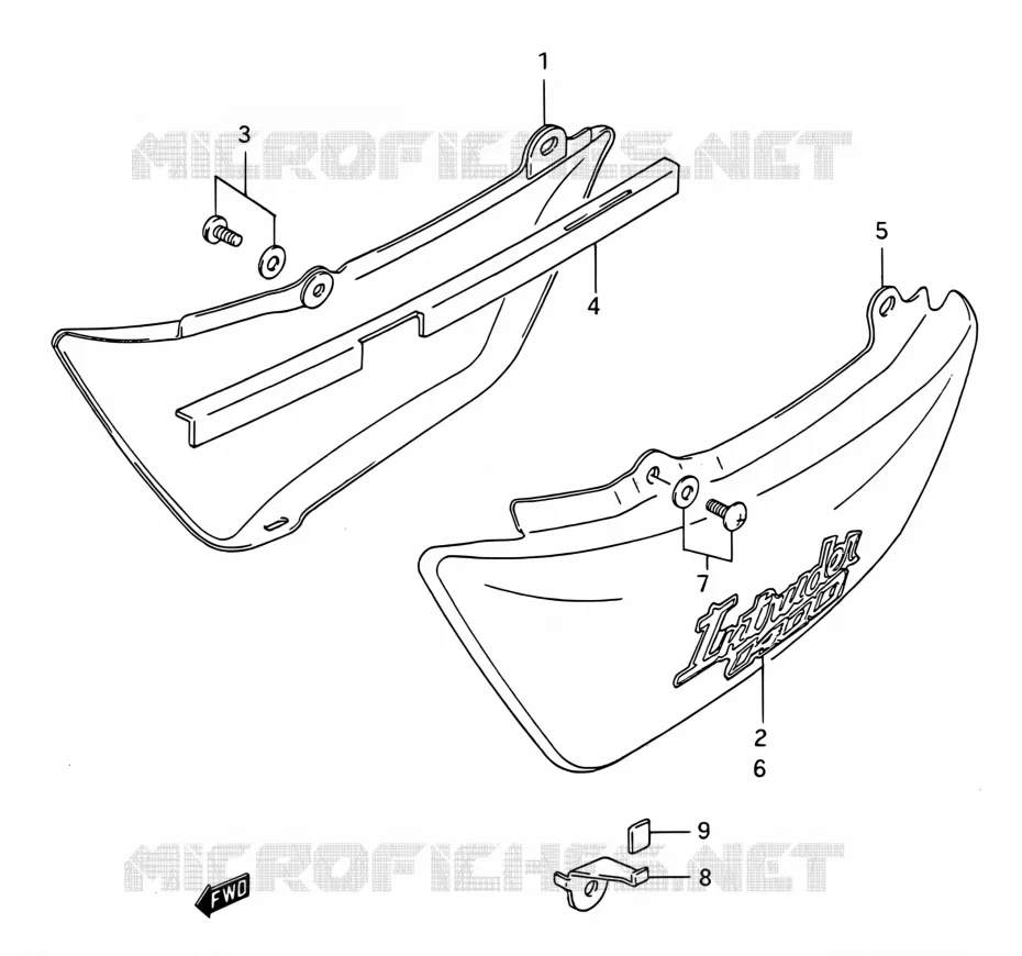 CARENAGES ARRIERE  (MODELE N/P/R) Suzuki MOTO 1400 INTRUDER 1990  VS1400GLP P/VS1400GLF P (E03,E28,E33)