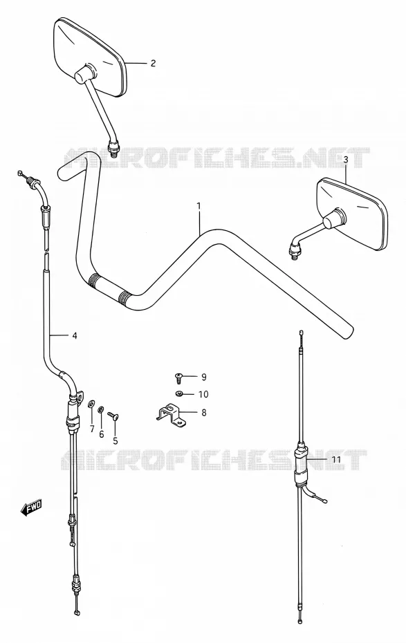 GUIDON (VOIR NOTE) Suzuki MOTO 1400 INTRUDER 1990  VS1400GLP P/VS1400GLF P (E03,E28,E33)
