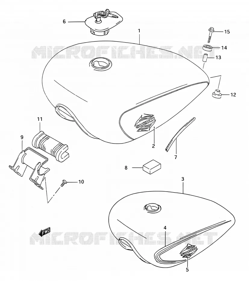 RESERVOIR D'ESSENCE (MODELE P/R) Suzuki MOTO 1400 INTRUDER 1990  VS1400GLP P/VS1400GLF P (E03,E28,E33)