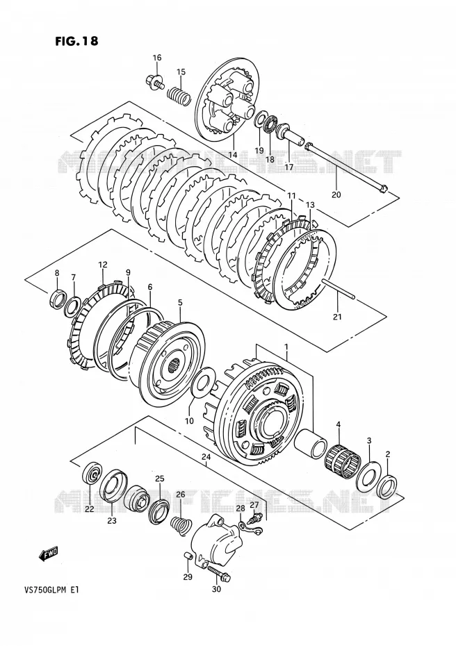 EMBRAYAGE Suzuki MOTO 750 INTRUDER 1985  VS750GLF(E02)