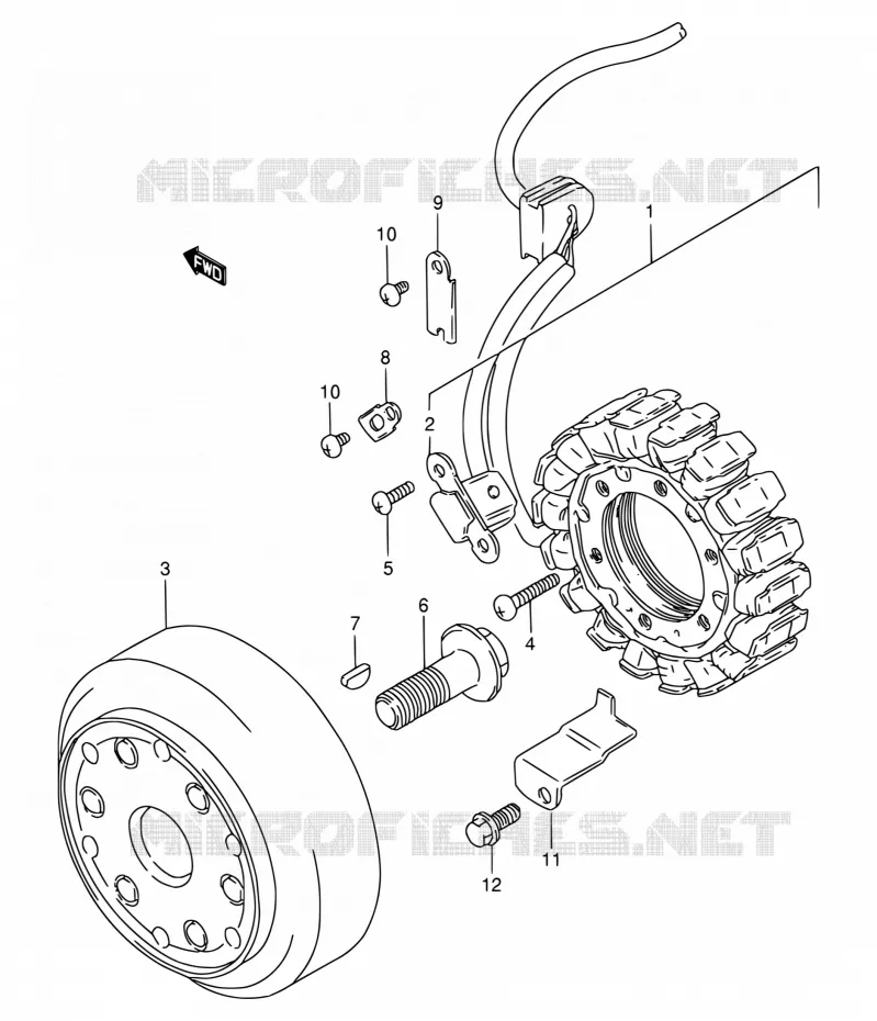 ALLUMAGE ROTOR - STATOR (MODELE N/P/R/S) Suzuki MOTO 800 INTRUDER 1993  VS800GL P (E02,E04,E17,E18,E21,E22,E25,E34,E53)