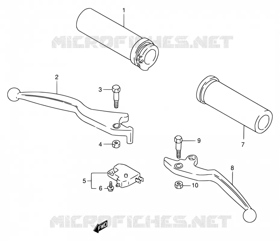 ENSEMBLE LEVIERS - POIGNEES (MODELE N/P/R) Suzuki MOTO 800 INTRUDER 1993  VS800GL P (E02,E04,E17,E18,E21,E22,E25,E34,E53)