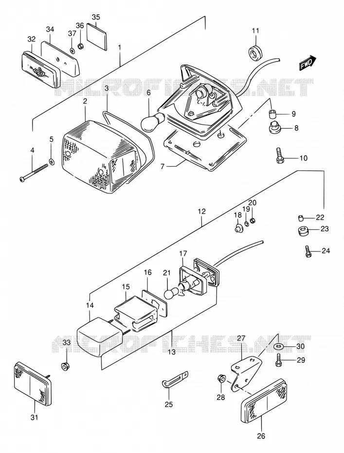 FEU ARRIERE (MODELE N/P/R) Suzuki MOTO 800 INTRUDER 1994  VS800GL R (E02,E04,E17,E18,E21,E22,E25,E34,E53)