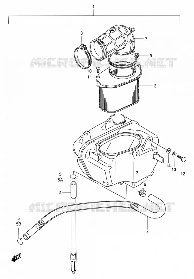 FILTRE A AIR (ARRIERE)(MODELE N/P/R) Suzuki MOTO 800 INTRUDER 1994  VS800GL R (E02,E04,E17,E18,E21,E22,E25,E34,E53)