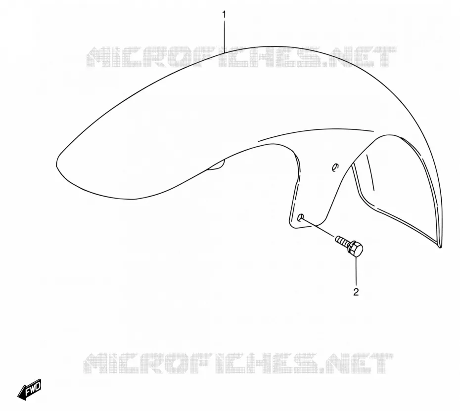 GARDE BOUE AVANT (MODELE N/P/R) Suzuki MOTO 800 INTRUDER 1994  VS800GL R (E02,E04,E17,E18,E21,E22,E25,E34,E53)