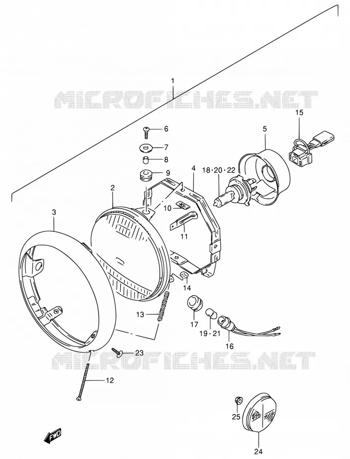 PHARE (MODELE N/P/R) Suzuki MOTO 800 INTRUDER 1994  VS800GL R (E02,E04,E17,E18,E21,E22,E25,E34,E53)