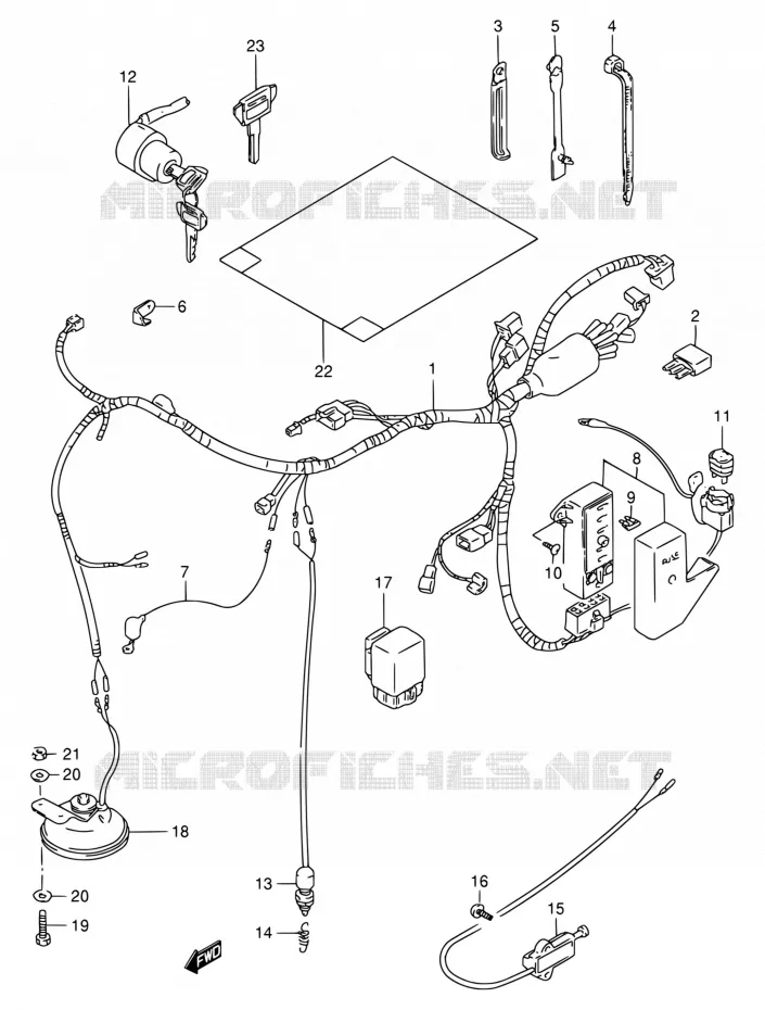 FAISCEAU ELECTRIQUE (MODELE N/P/R/S) Suzuki MOTO 800 INTRUDER 1992  VS800GL N (E03,E28,E33)