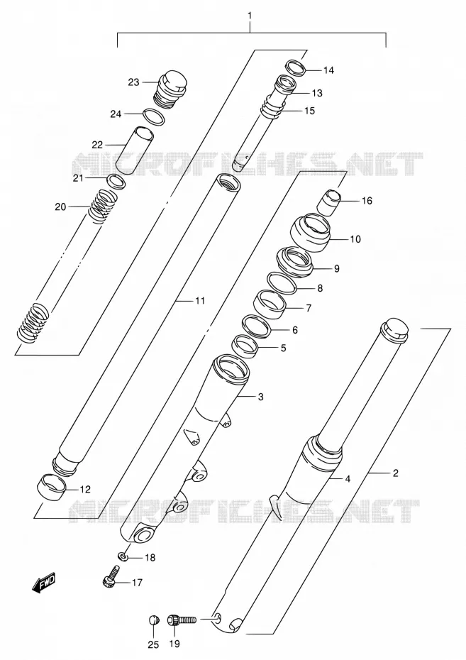 FOURCHE AVANT (MODELE N/P/R/S) Suzuki MOTO 800 INTRUDER 1992  VS800GL N (E03,E28,E33)