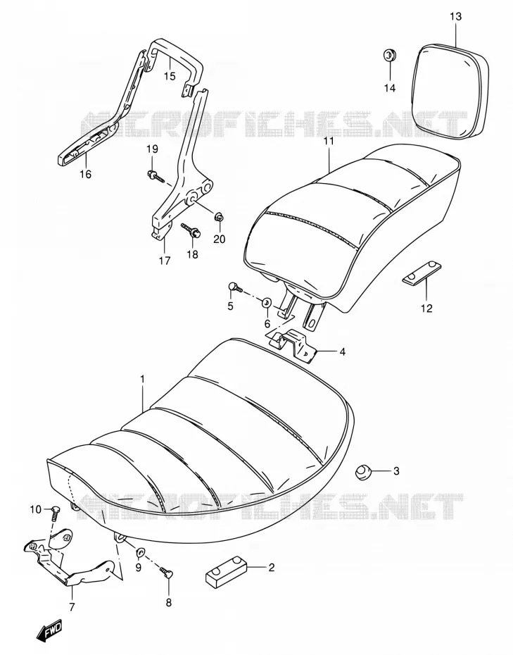 SELLE (MODELE N/P/R/S) Suzuki MOTO 800 INTRUDER 1993  VS800GL P (E03,E28,E33)