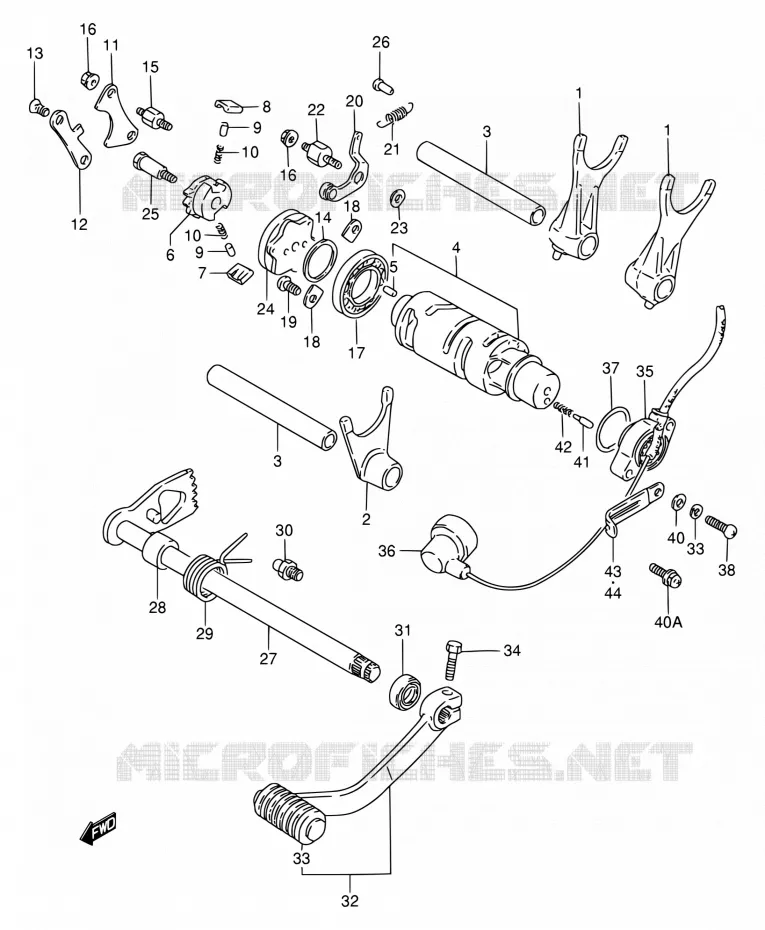 ENSEMBLE SELECTEUR DE VITESSES Suzuki MOTO 800 INTRUDER 1994  VS800GL R (E03,E28,E33)