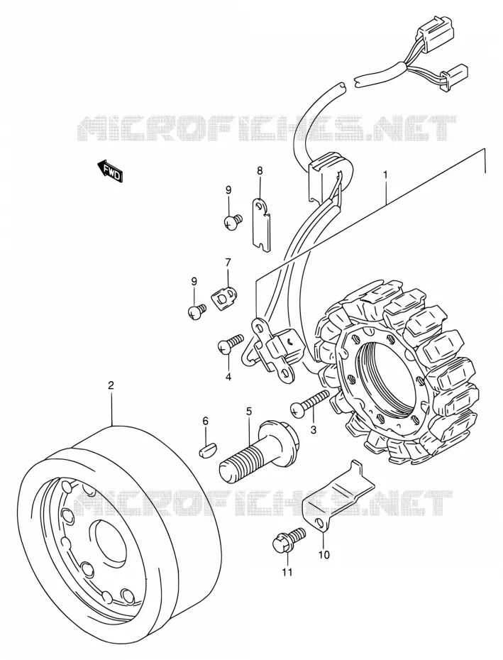 ALLUMAGE ROTOR - STATOR (MODELE T/V) Suzuki MOTO 800 INTRUDER 1996  VS800GL T (E03,E28,E33)