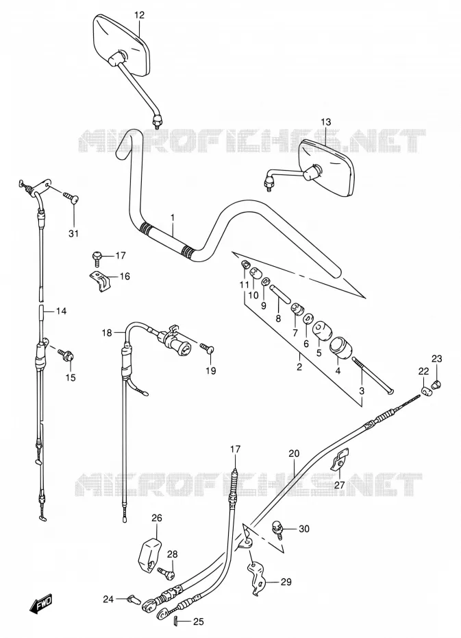GUIDON (MODELE S/T) Suzuki MOTO 800 INTRUDER 1996  VS800GL T (E03,E28,E33)