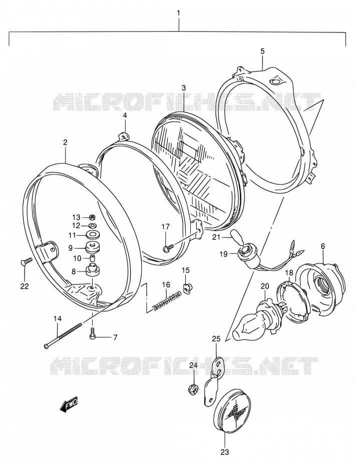 PHARE (MODEL L/M/N EXCEPT E01,E02) Suzuki MOTO 800 VX 1992  VX800 N/VX800U N