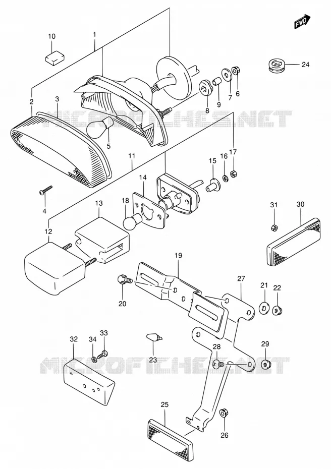 FEU ARRIERE (MODELE P/R) Suzuki MOTO 800 VX 1993  VX800 P/VX800U P