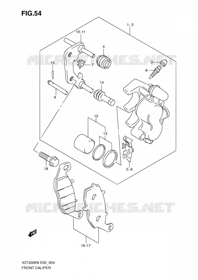 ETRIER DE FREIN AVANT Suzuki MOTO 1500 BOULEVARD 2010  VZ1500 L0 (E02,E19,E24)