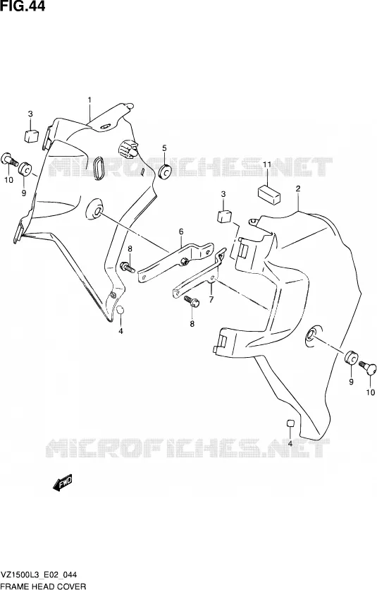 COUVERCLES DE CADRE AVANT Suzuki MOTO 1500 BOULEVARD 2013  VZ1500 L3 (E02)
