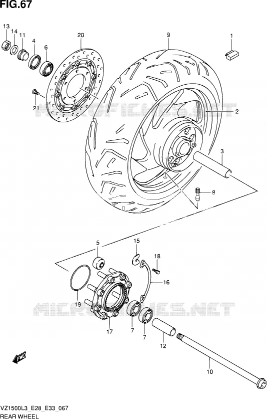ROUE ARRIERE Suzuki MOTO 1500 BOULEVARD 2013  VZ1500 L3 (E03,E28,E33)