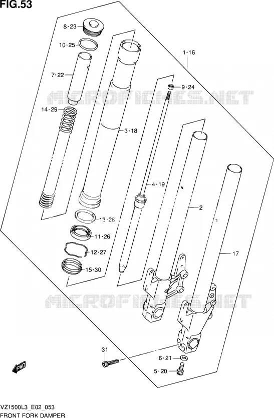 COLONNE DE DIRECTION Suzuki MOTO 1500 BOULEVARD 2013  VZ1500 L3 (E19)