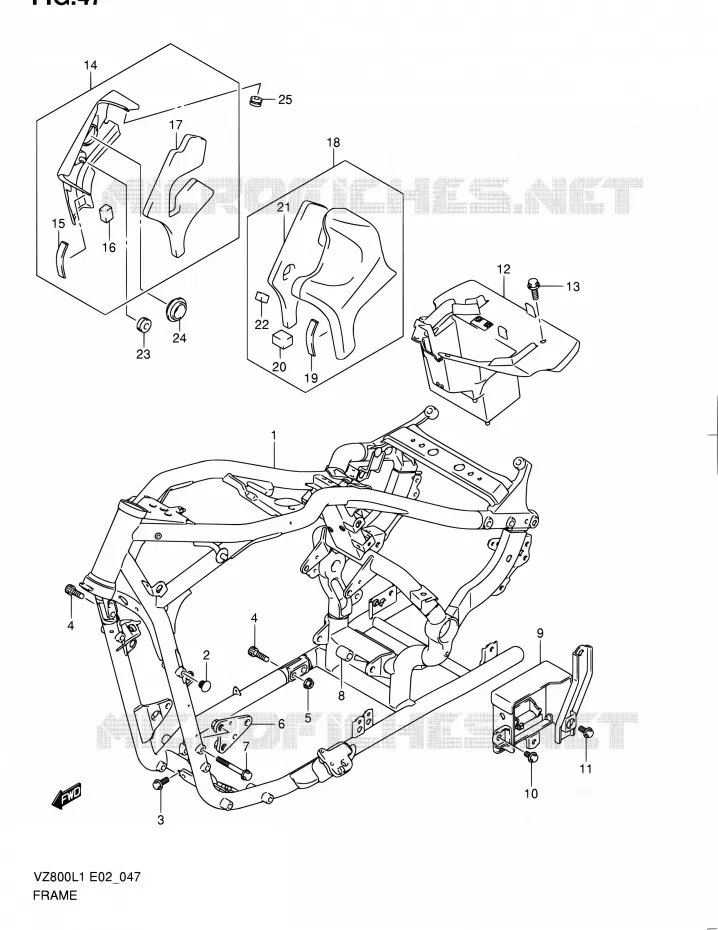 CADRE Suzuki MOTO 800 INTRUDER 2012  VZ800L1(E19)