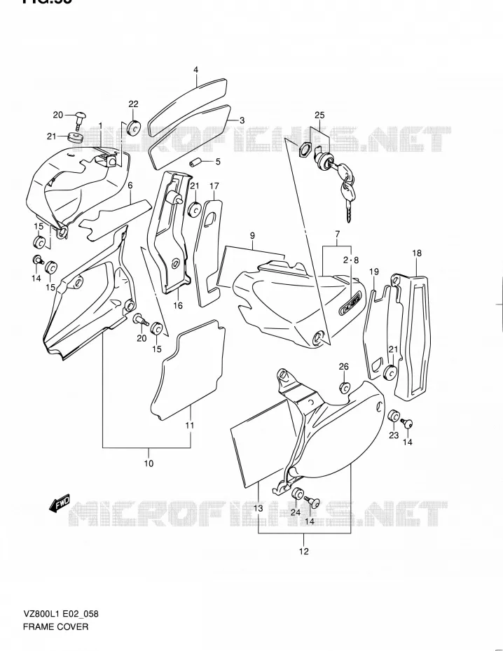 CARENAGES ARRIERE (VZ800L1 E24) Suzuki MOTO 800 BOULEVARD 2011  VZ800L1(E02)