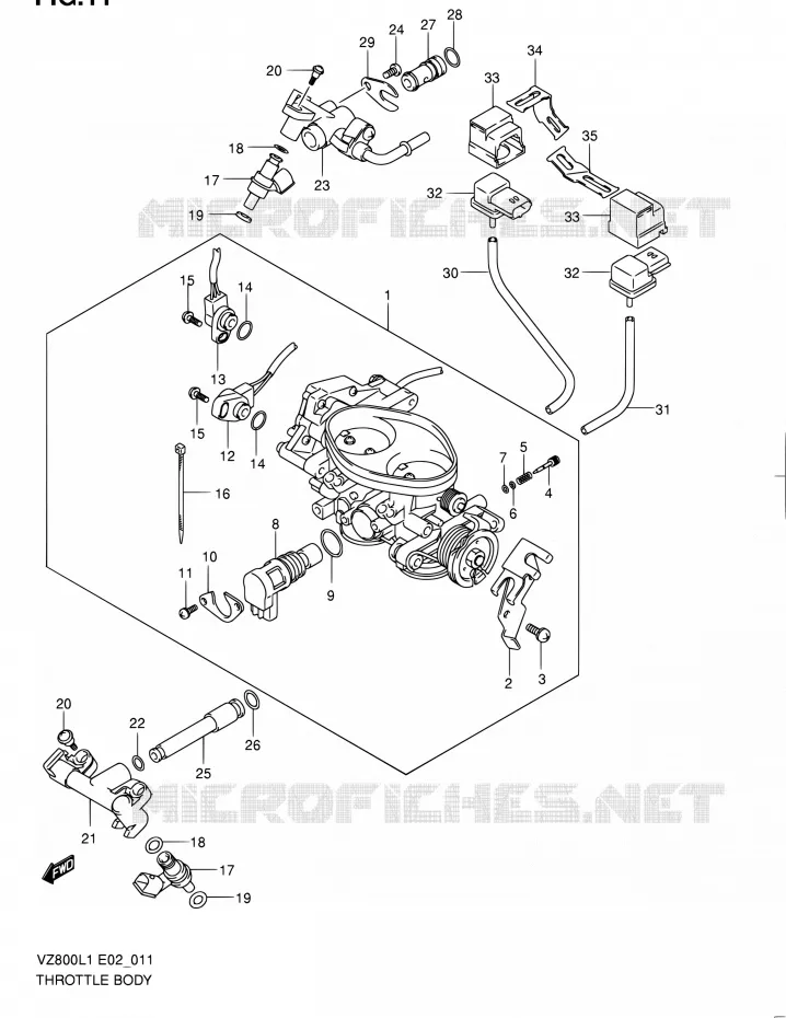 CORPS DE PAPILLON Suzuki MOTO 800 BOULEVARD 2011  VZ800L1(E19)