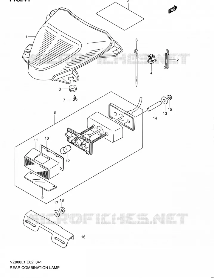 ENSEMBLE FEU ARRIERE Suzuki MOTO 800 INTRUDER 2012  VZ800L1(E19)