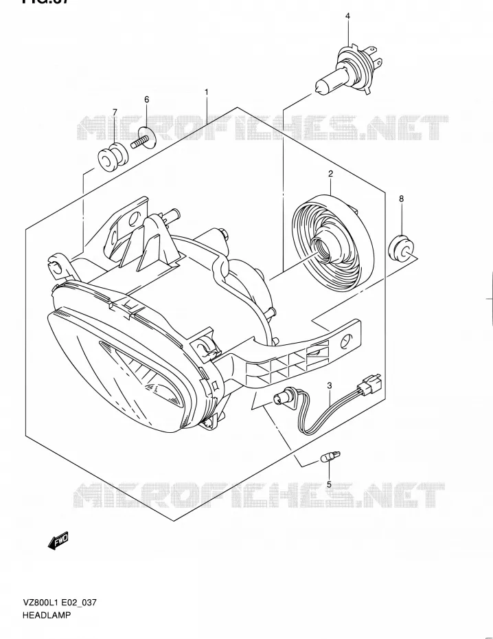 PHARE (VZ800L1 E19) Suzuki MOTO 800 BOULEVARD 2011  VZ800L1(E02)
