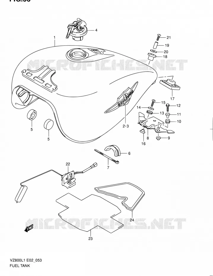 RESERVOIR D'ESSENCE (VZ800L1 E24) Suzuki MOTO 800 INTRUDER 2012  VZ800L1(E19)