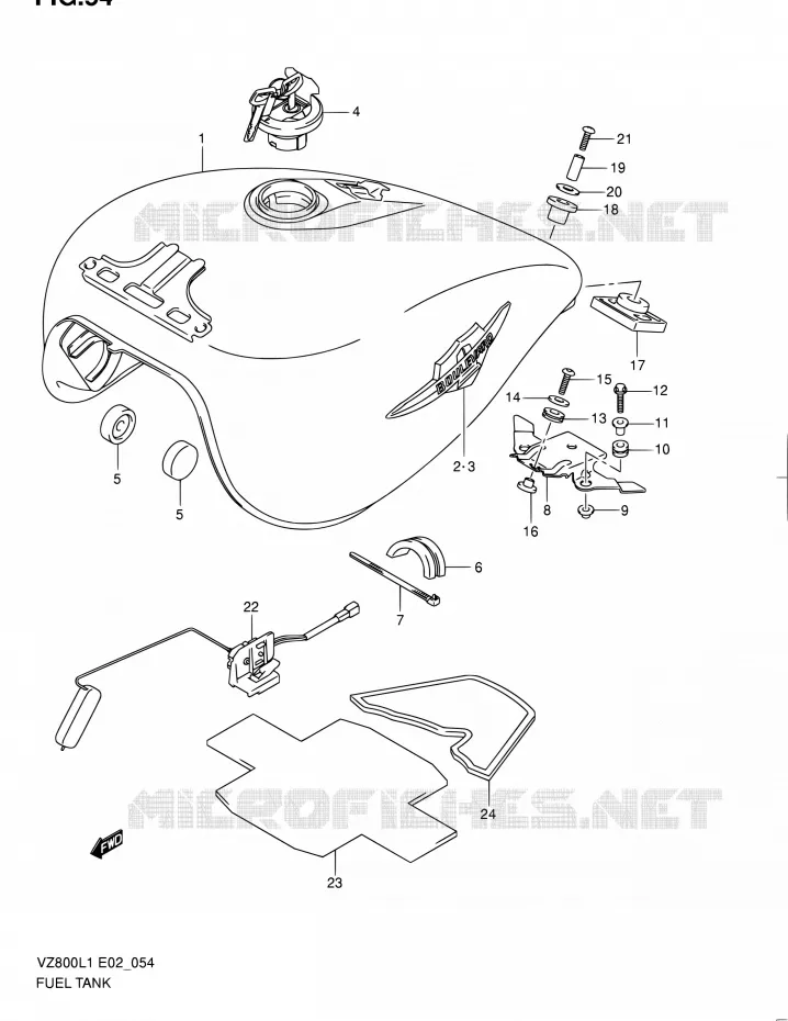 RESERVOIR D'ESSENCE (VZ800UEL1 E19) Suzuki MOTO 800 BOULEVARD 2011  VZ800L1(E02)