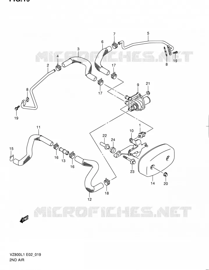 SYSTÈME DE RECYCLAGE GAZ D'ECHAPPEMENT Suzuki MOTO 800 BOULEVARD 2011  VZ800L1(E02)