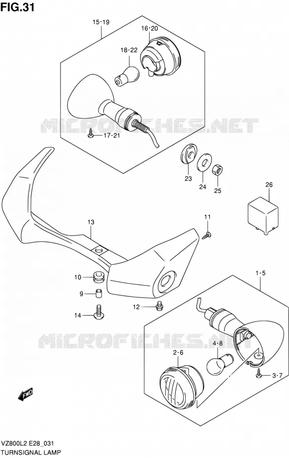 CLIGNOTANTS Suzuki MOTO 800 BOULEVARD 2012  VZ800L2(E03,E28,E33)