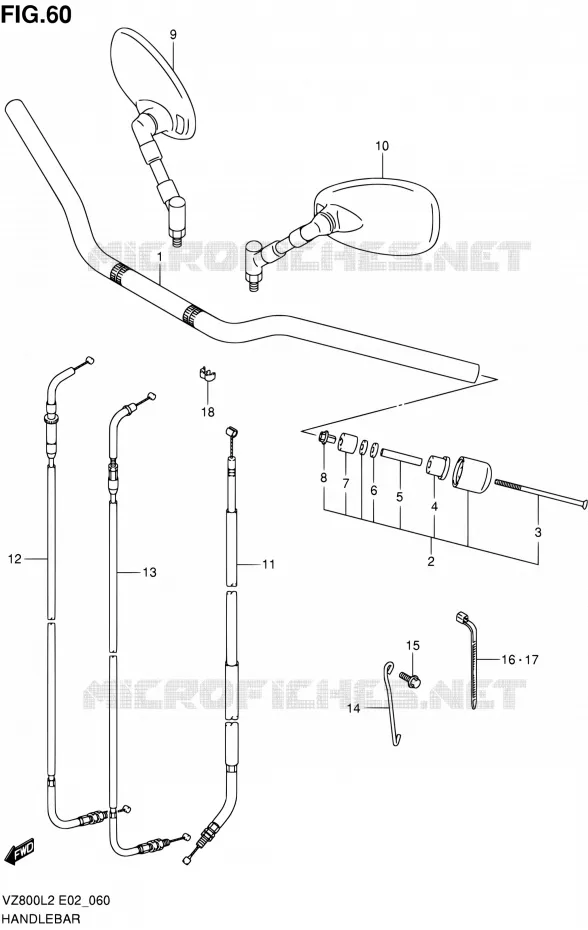 GUIDON (VZ800L2 E19) Suzuki MOTO 800 INTRUDER 2012  VZ800L2(E19)