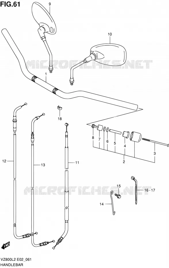 GUIDON (VZ800L2 E24) Suzuki MOTO 800 INTRUDER 2012  VZ800L2(E19)