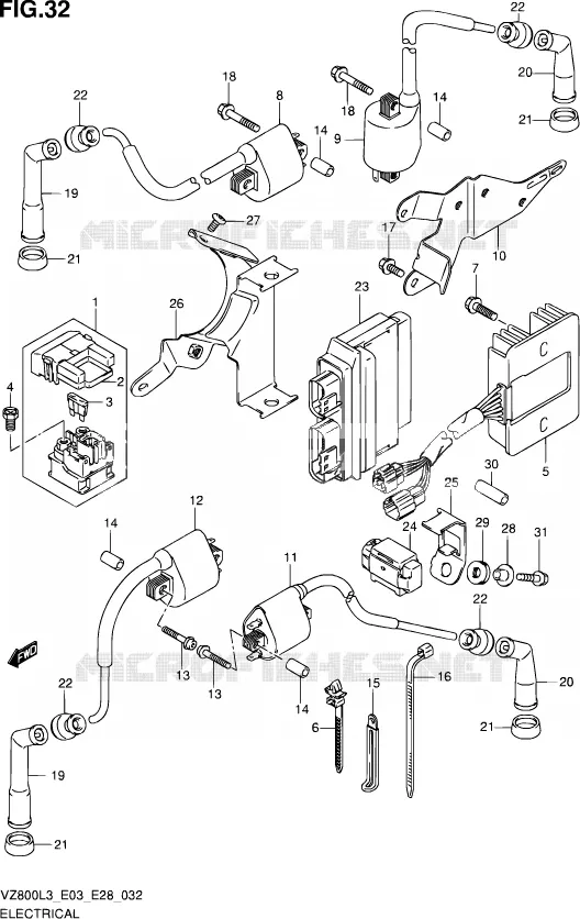 PARTIE ELECTRIQUE (VZ800L3 E33) Suzuki MOTO 800 MARAUDER 2013  VZ800 L3 (E03,E28,E33)