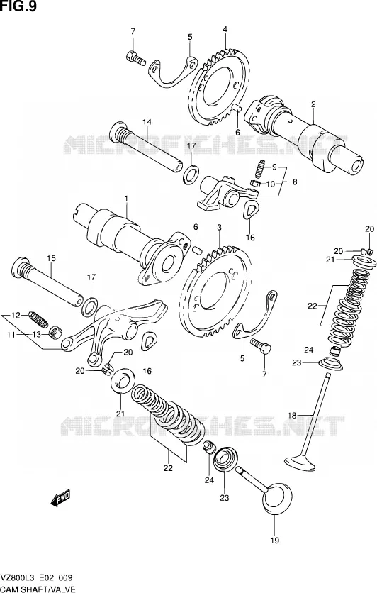ARBRE A CAMES - VALVE Suzuki MOTO 800 INTRUDER 2015  VZ800 L3 (E19)