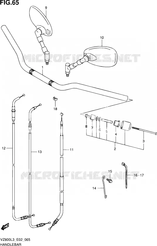 GUIDON (VZ800L3 E02) Suzuki MOTO 800 INTRUDER 2013  VZ800 L3 (E19)